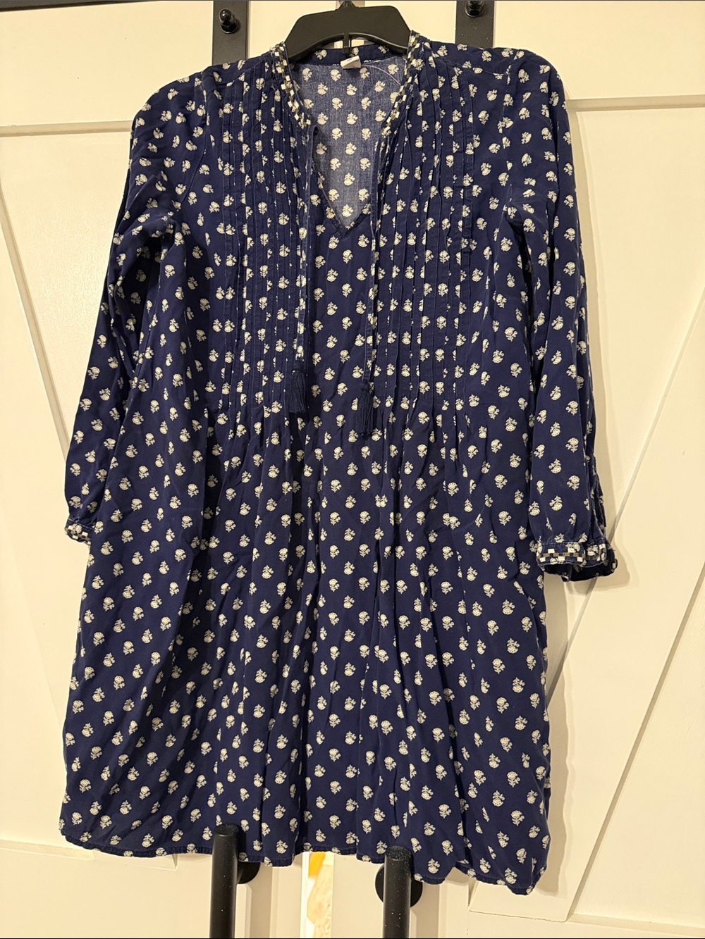 Old Navy Navy Blue Floral Long-Sleeve Peasant Dress